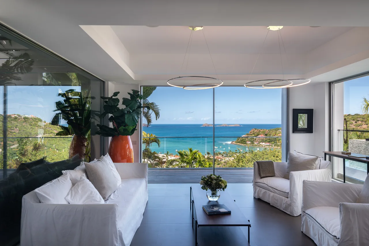 The sea-facing living room